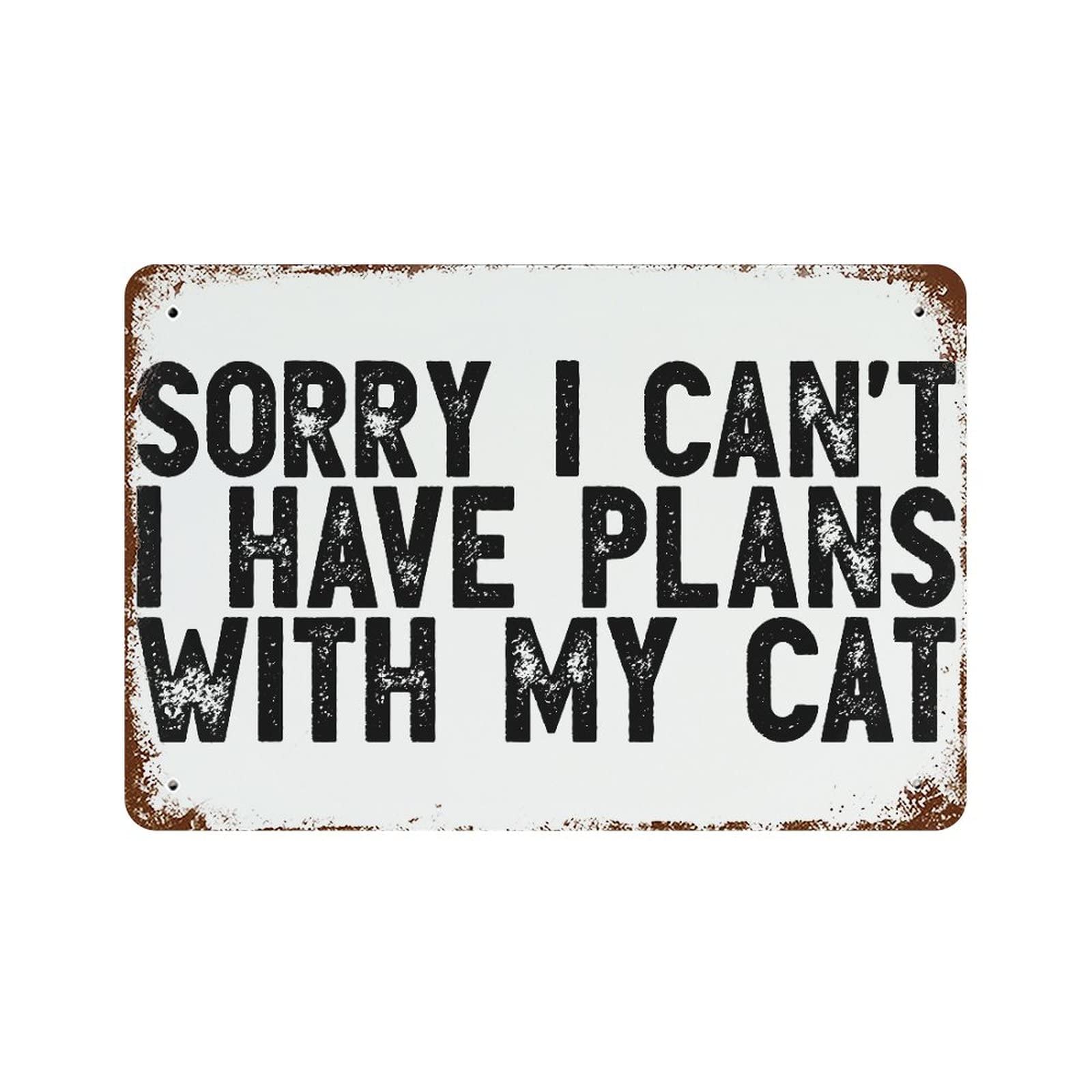 Plaque en métal chat idée cadeau originale pour pendaison de crémaillère et anniversaire