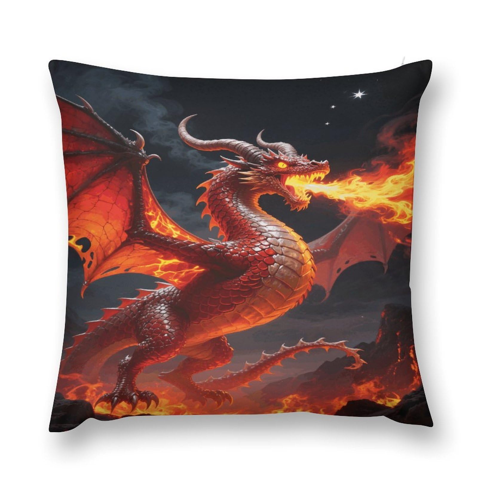 VstaDank Fire Dragon Throw Pillow Cover with Hidden Zipper Farmhouse Couch Pillow Cover Cozy Soft Short Plush Cushion Case Fashion Square Decorative Pillow Cover for Living Room