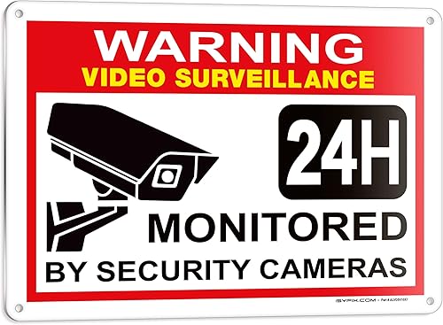 Vista 12 de iSYFIX Señal de advertencia de videovigilancia – 1 paquete de 1 paquete reflectante plateado de 7 x 6 pulgadas – 100% libre de óxido de aluminio