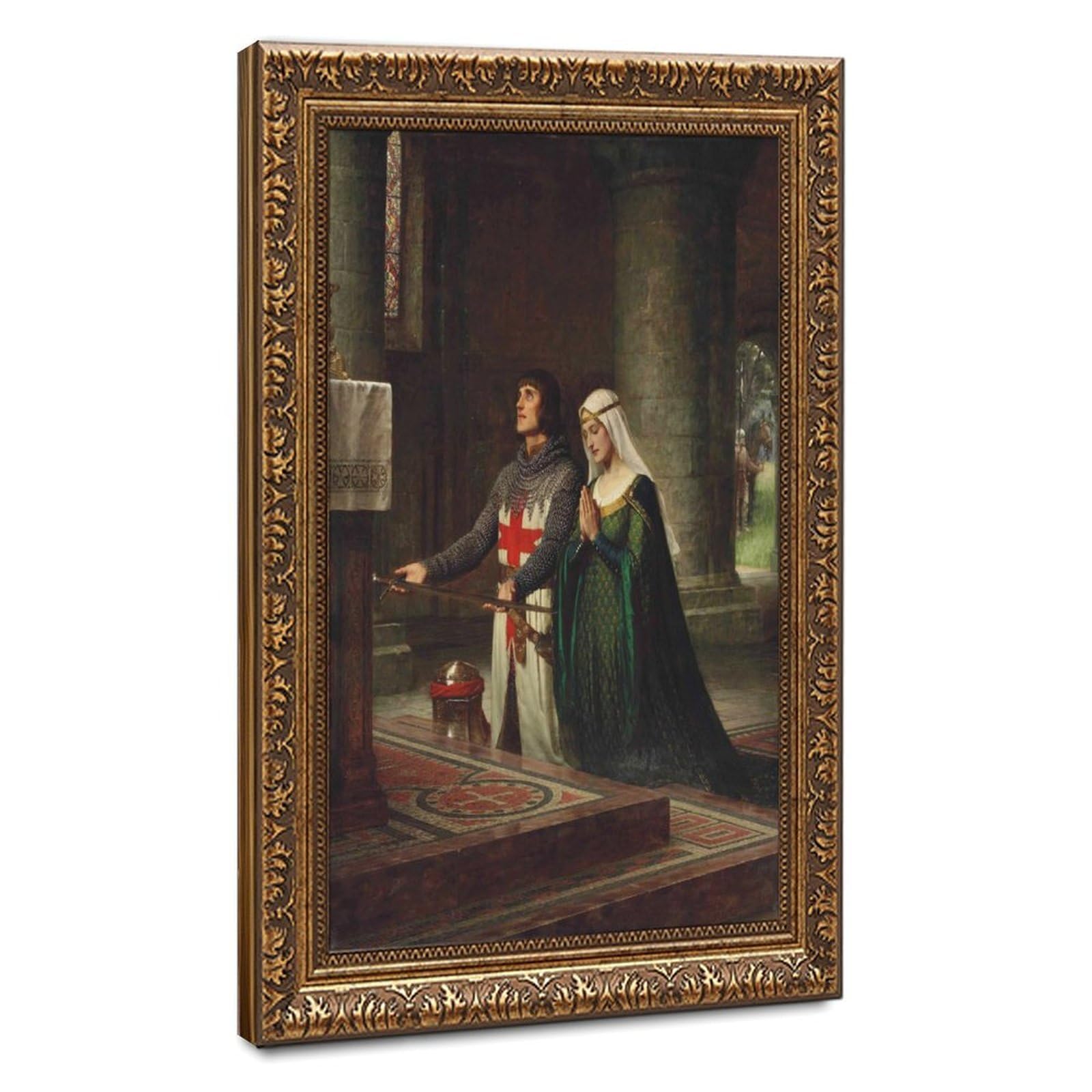 WCYB The Dedication by Edmund Blair Leighton 1908 Posters Prints Canvas Deco Paintings Wall Art Hangable Frame 16" L X 24" W