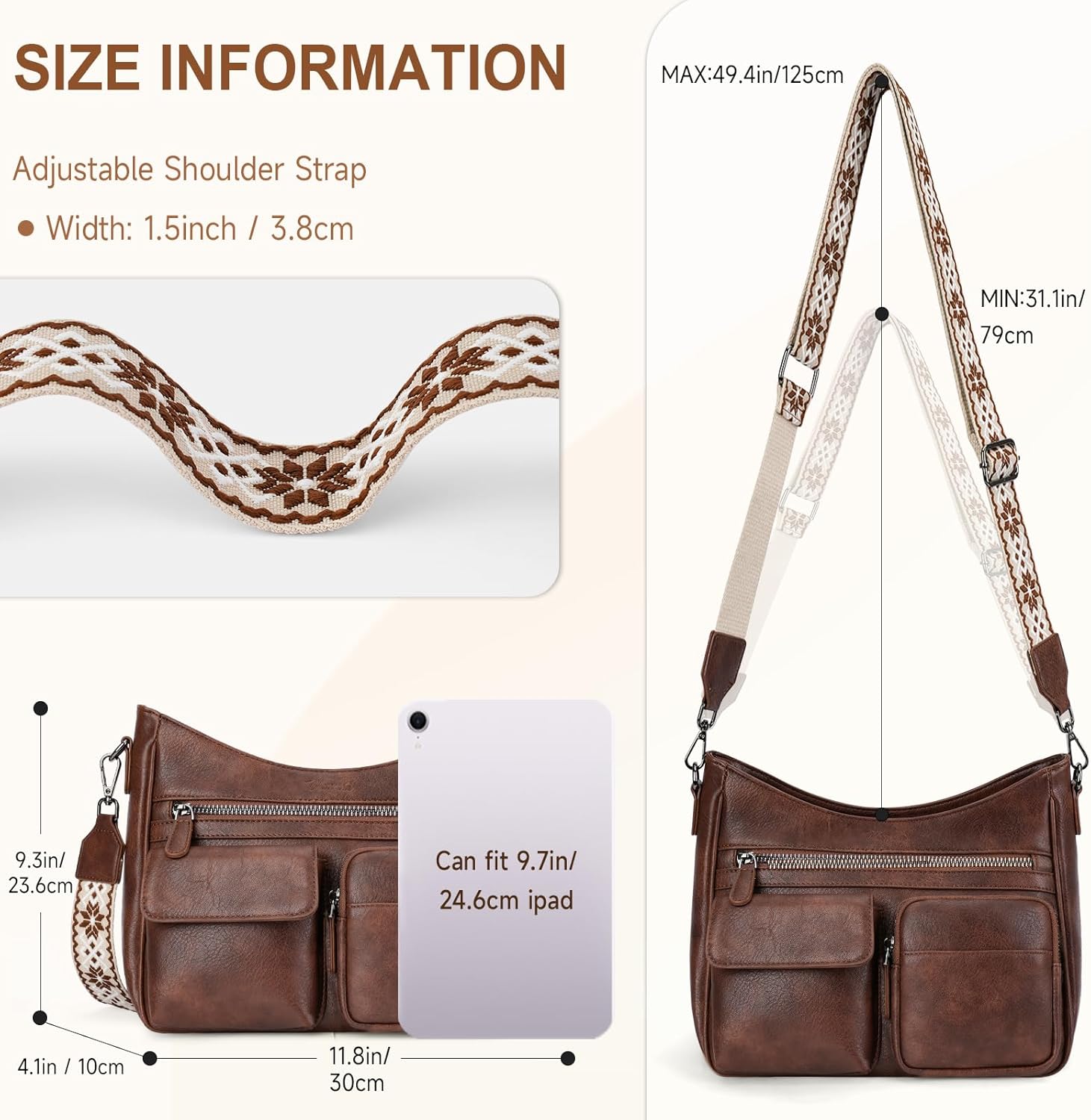 Crossbody Bags for Women Trendy Vegan Leather Crossbody Purse Shoulder Handbags Multiple Pockets Hobo Bag Ladies - Image 5