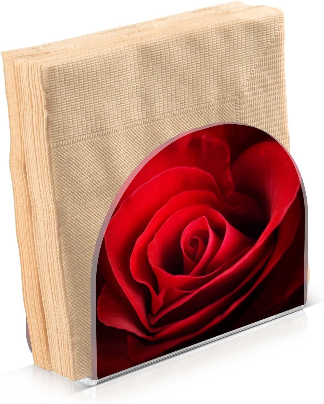 Valentine Red Rose Napkin Holder for Table Kitchen Decor Acrylic Paper Napkin Holders for Tissue Dining Room Indoor Outdoor Party Holiday Accessories