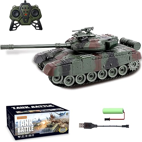 Tanque RC a escala 128 de 9 canales de juguete de control remoto con sonidos y luces realistas, tanques de batalla militares de control de radio,
