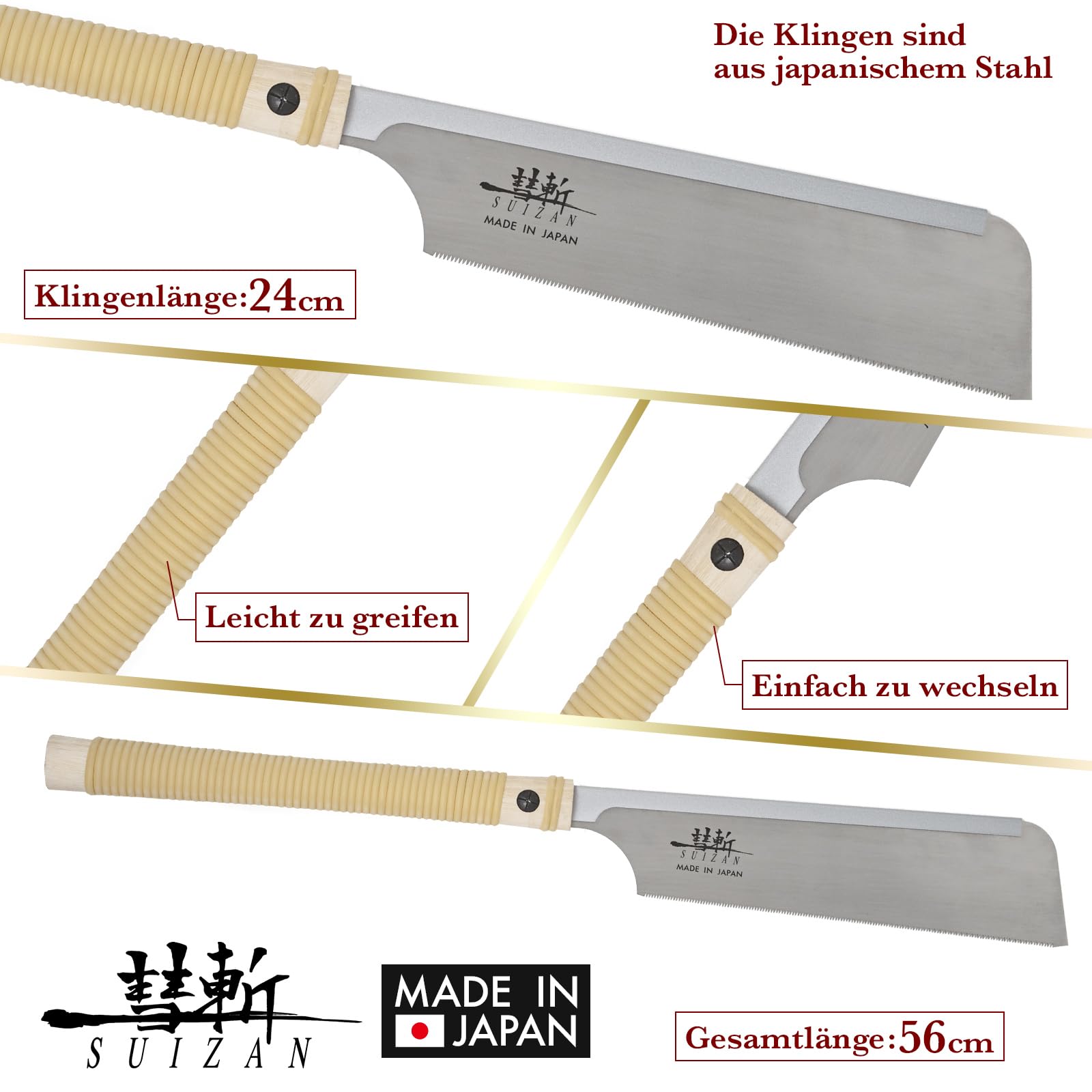 SUIZAN Dozuki Feinsäge 240mm Rip Cross Angle Cut Japansäge Zugsäge Handsäge Holz