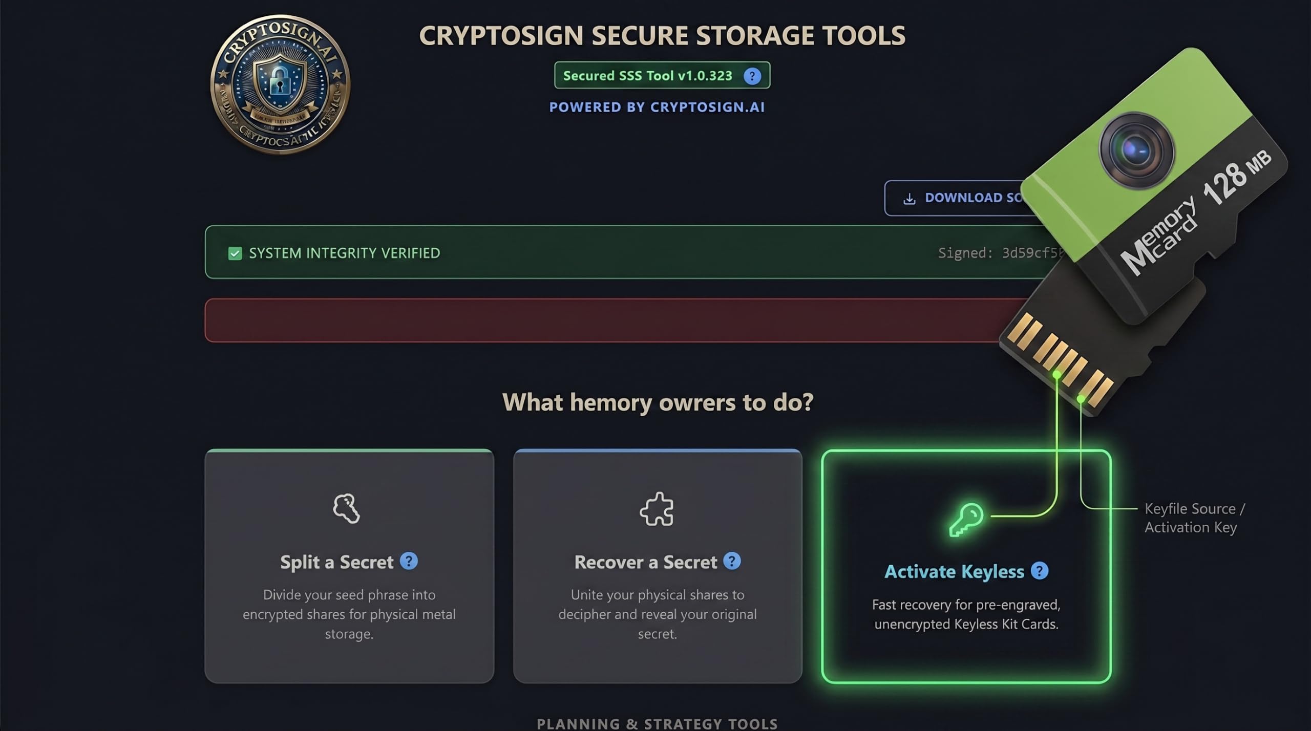 Keyless Kit – (HEX) – Offline Master Password & Crypto Seed Phrase Backup – Shamir's Secret Sharing Security Cards (Offline Master Password & Crypto Seed Phrase Backup)