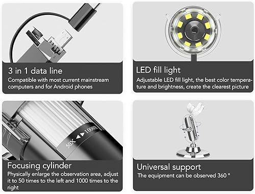 Miniatura 4 de Puerto USB 50 del microscopio digital al microscopio al aire libre portátil 1600X HD