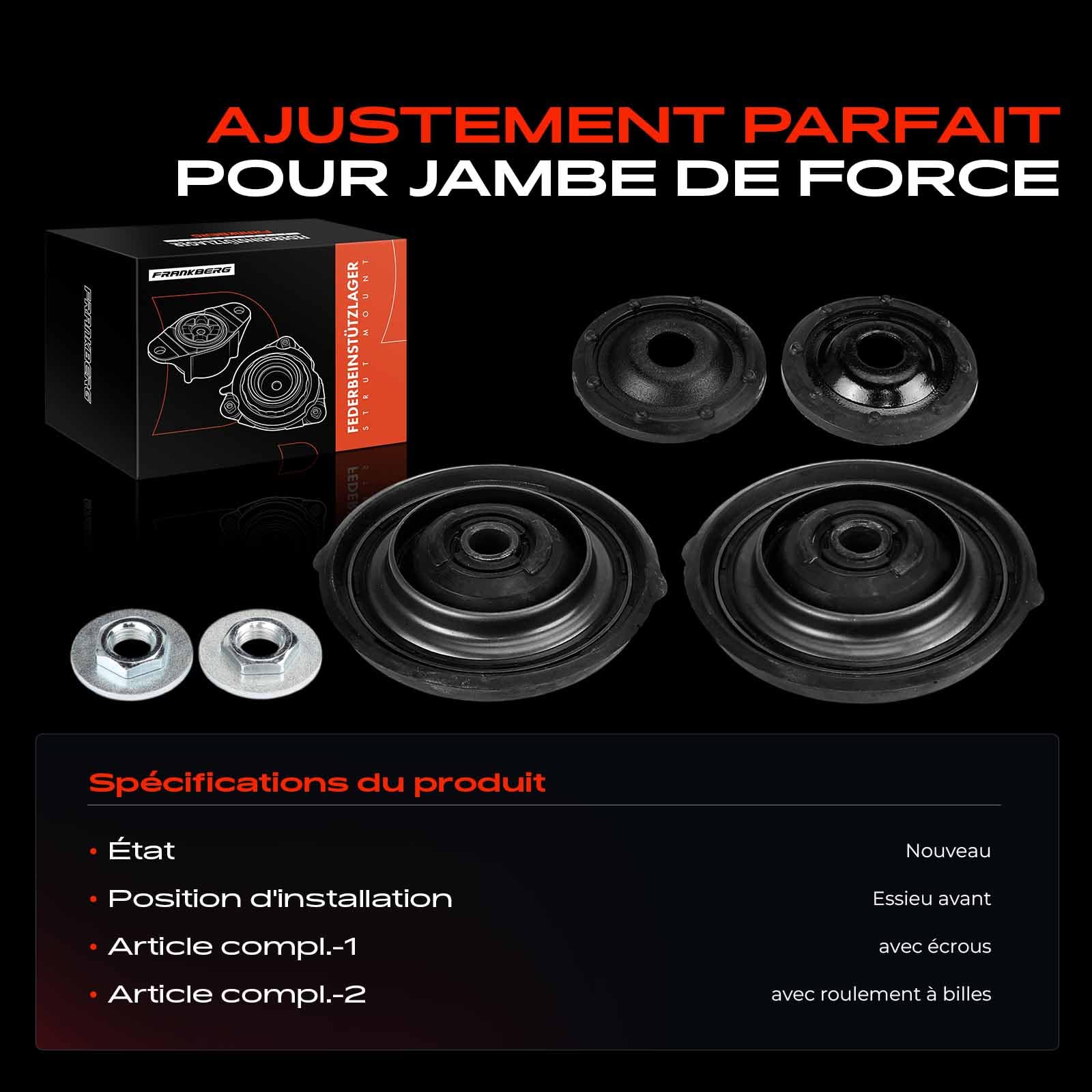 Frankberg 2x Palier de dôme Avant Gauche Droite Compatible avec Berlingo B9 C4 C4 I LC C4 LA 307 3A/C Partner C4 Picasso I UD 307 3A/C 307 Break 3E Remplacer# SM1923