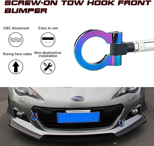 Miniatura 3 de x xotic tech JDM Sport Track Racing Style CNC Aluminio atornillable Gancho de remolque delantero trasero parachoques compatible con Scion FR-S o