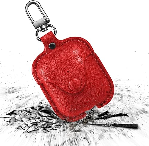 Miniatura 2 de Funda para AirPods, funda de piel delgada protectora suave para Apple AirPods 1 y 2, funda de carga con llavero (rojo)