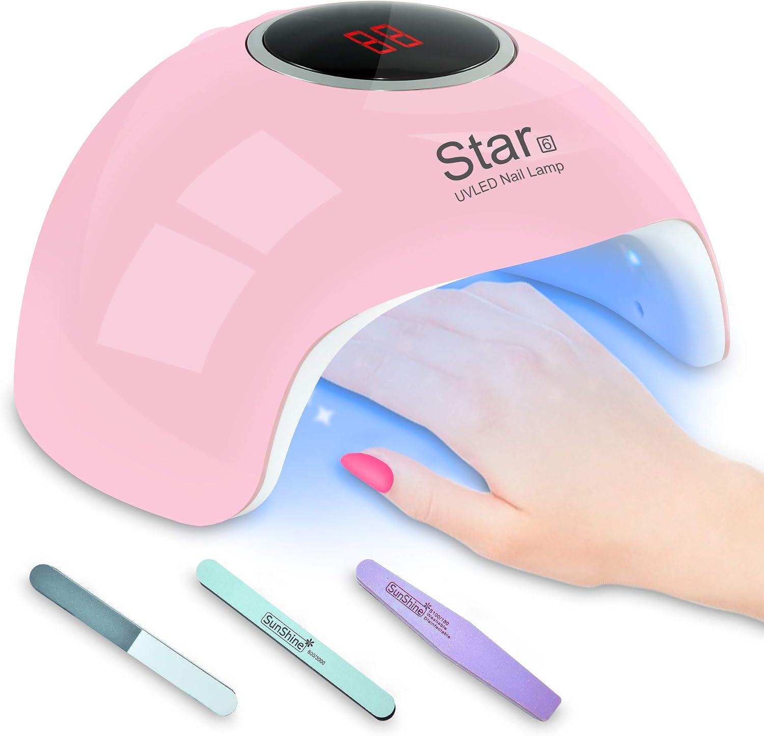UV LED Nail Lamp,24W Gel Nail Lamp with 3 Timer Setting,Golspark Nail Dryer Professional Nail Art Tools with Automatic Sensor, LCD Display USB Nail Lamp for Fingernail and Toenail Curing(Pink)