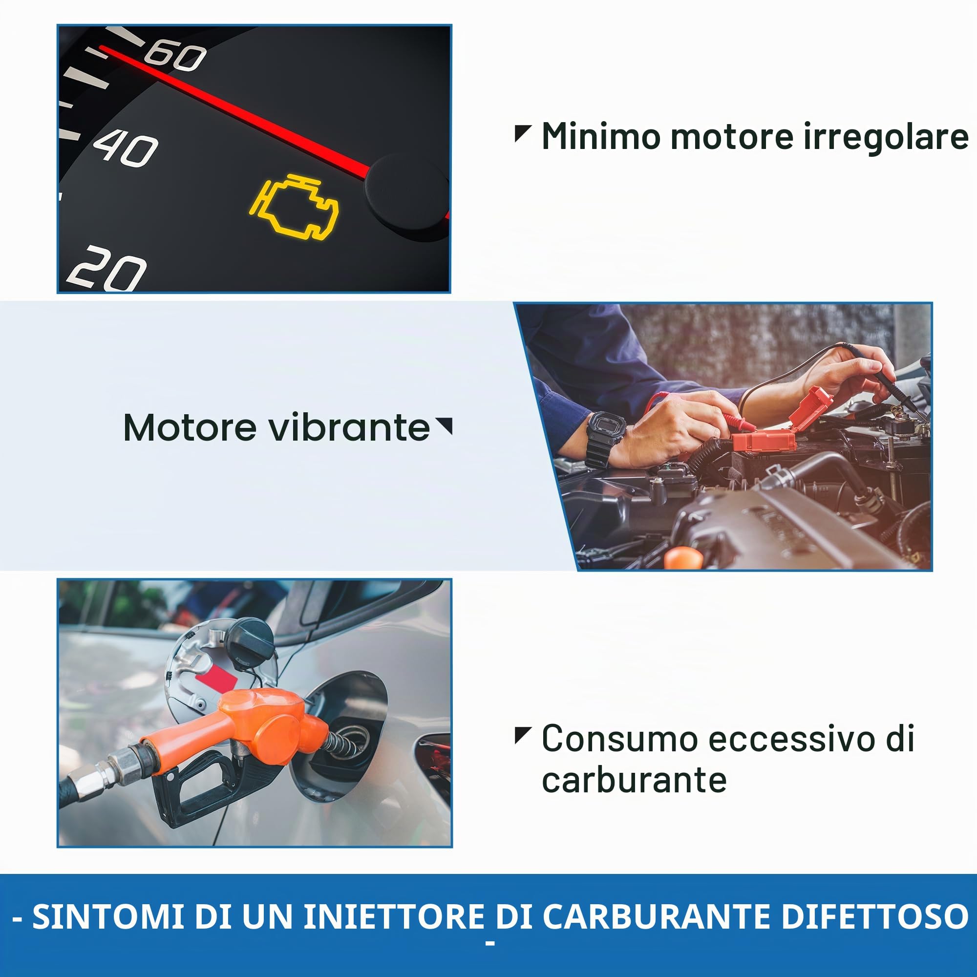 A ABSOPRO Iniettore Di Carburante Per VW Polo 06-09 1.4 16V 4 Pezzi | 036906031AG, Metallo, Plastica, 47x15mm, DC 12V, 2 Pin, Per VW Polo 09-14, Per SEAT Ibiza 06-09, Per SKODA Fabia 07-14