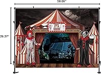 Vista 8 de Telón de fondo de fotografía de circo de terror, decoración de fiesta de Halloween, telón de fondo de carnaval, casa encantada, payaso gigante