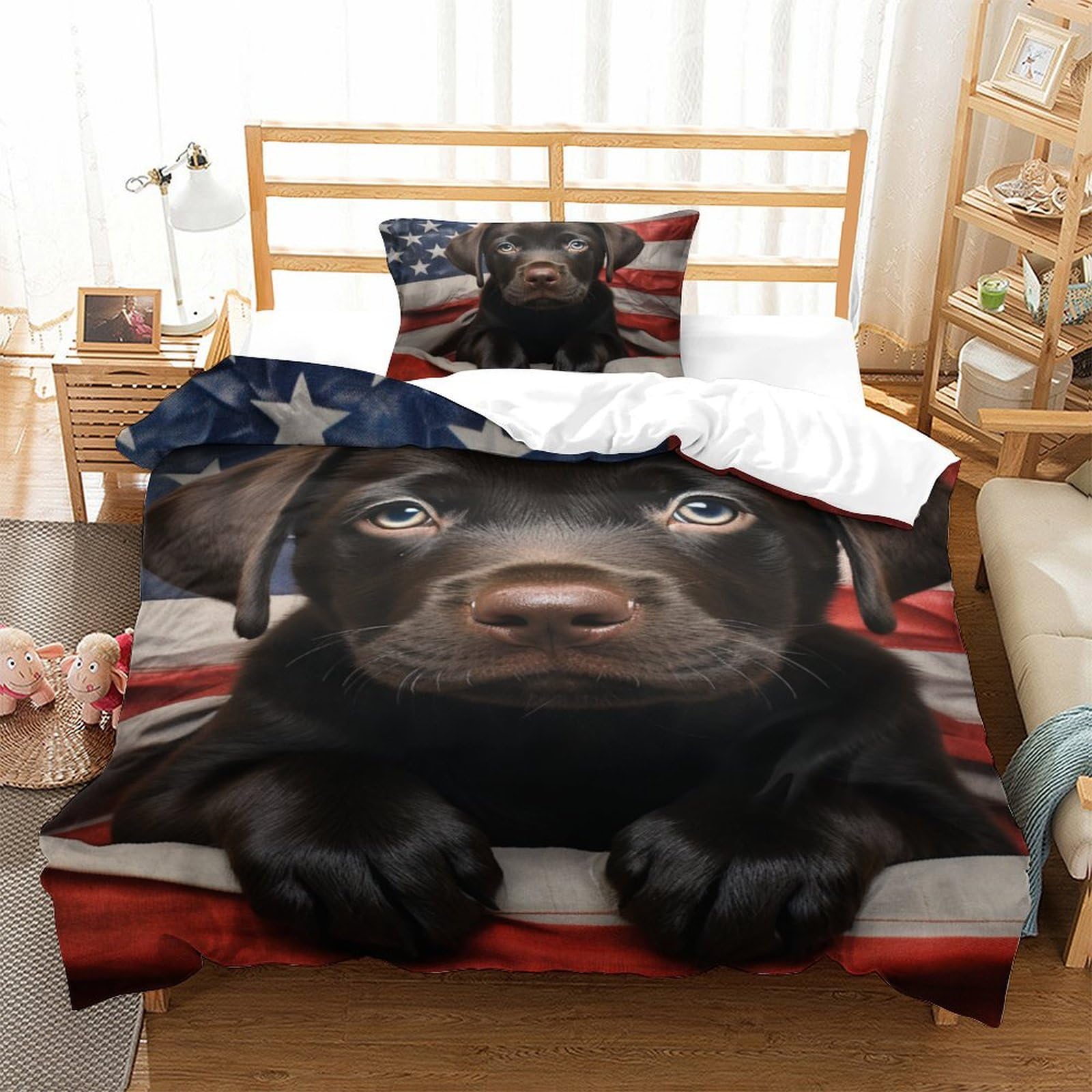 Housse de couette enfant Labrador idée cadeau parure de lit fille garçon