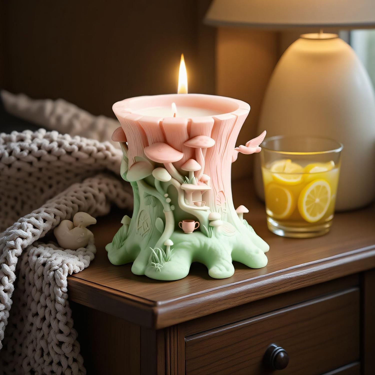 Tree Stump Silicone Mold for Planter 3D Bark Texture Resin Mold for Succulents Flexible Concrete for Jewelry Holder, Jar, Pen Organizer & Crafting Projects