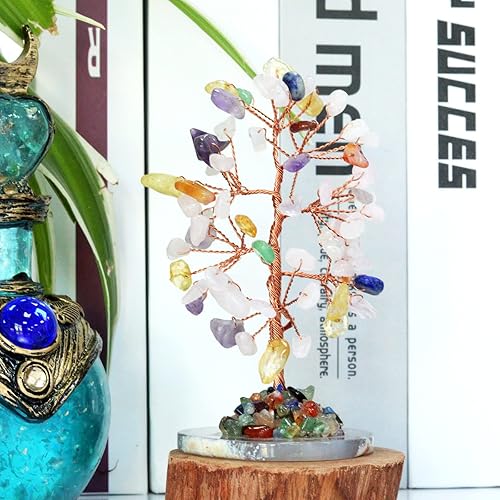 Miniatura 8 de YATOJUZI Árboles de cristal verde turquesa natural, piedras preciosas, árbol de alambre de cobre, base de ágata, árbol de la vida, Feng Shui,