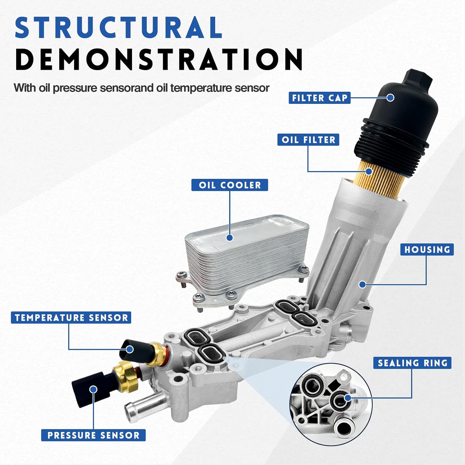 926-876 926-959 Upgraded Aluminum Engine Oil Filter Housing Kit with 3.6 Oil Cooler Adapter for 2011-2025 Dodge Charger Caravan Challenger Journey Jeep Grand Cherokee Chrysler 200 300 Town Country ram