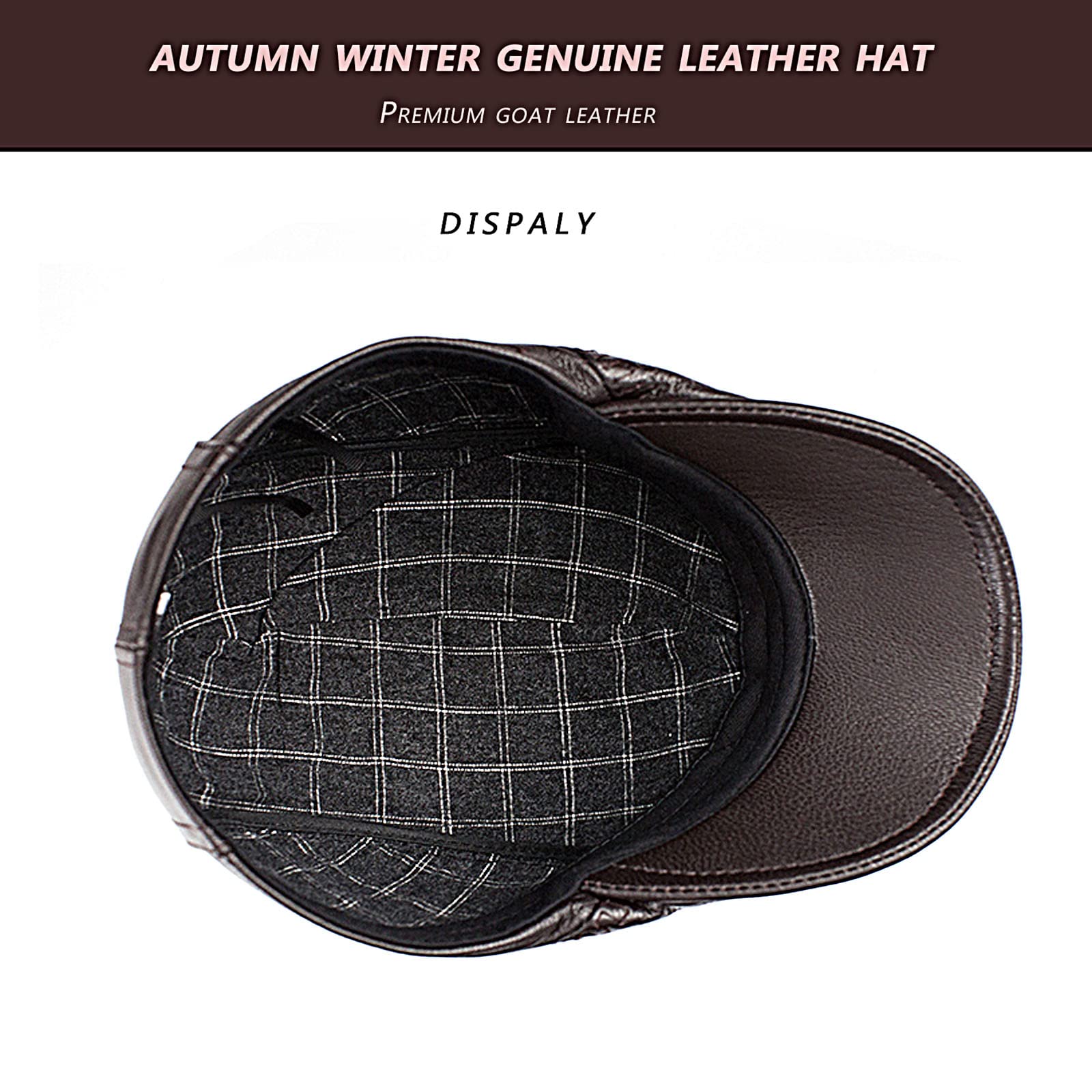 czapki męskie, czapka zimowa męska, czapka skórzana Ivy Gatsby czapka gazeciarz czapka, czapki kierowcy dla mężczyzn czapka termiczna z kaczym dziobem,Dark brown,L(55 56cm)