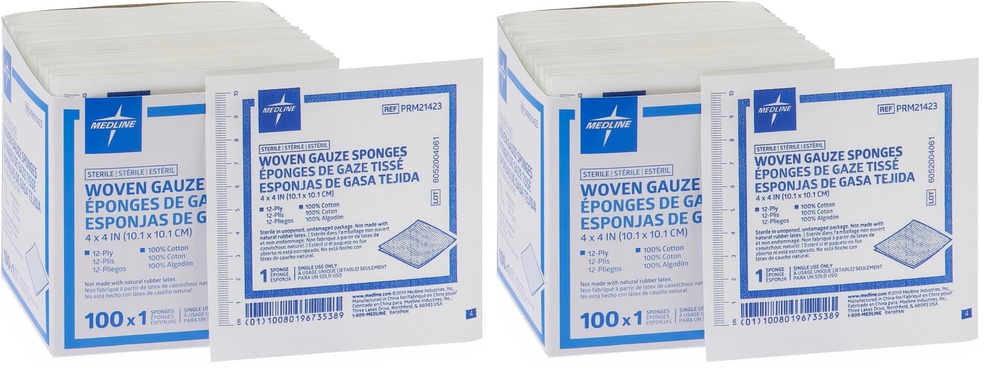 Woven Sterile 12-Ply Gauze Sponges, 4" x 4",100,Box,PRM21423Z — Amazon image 2
