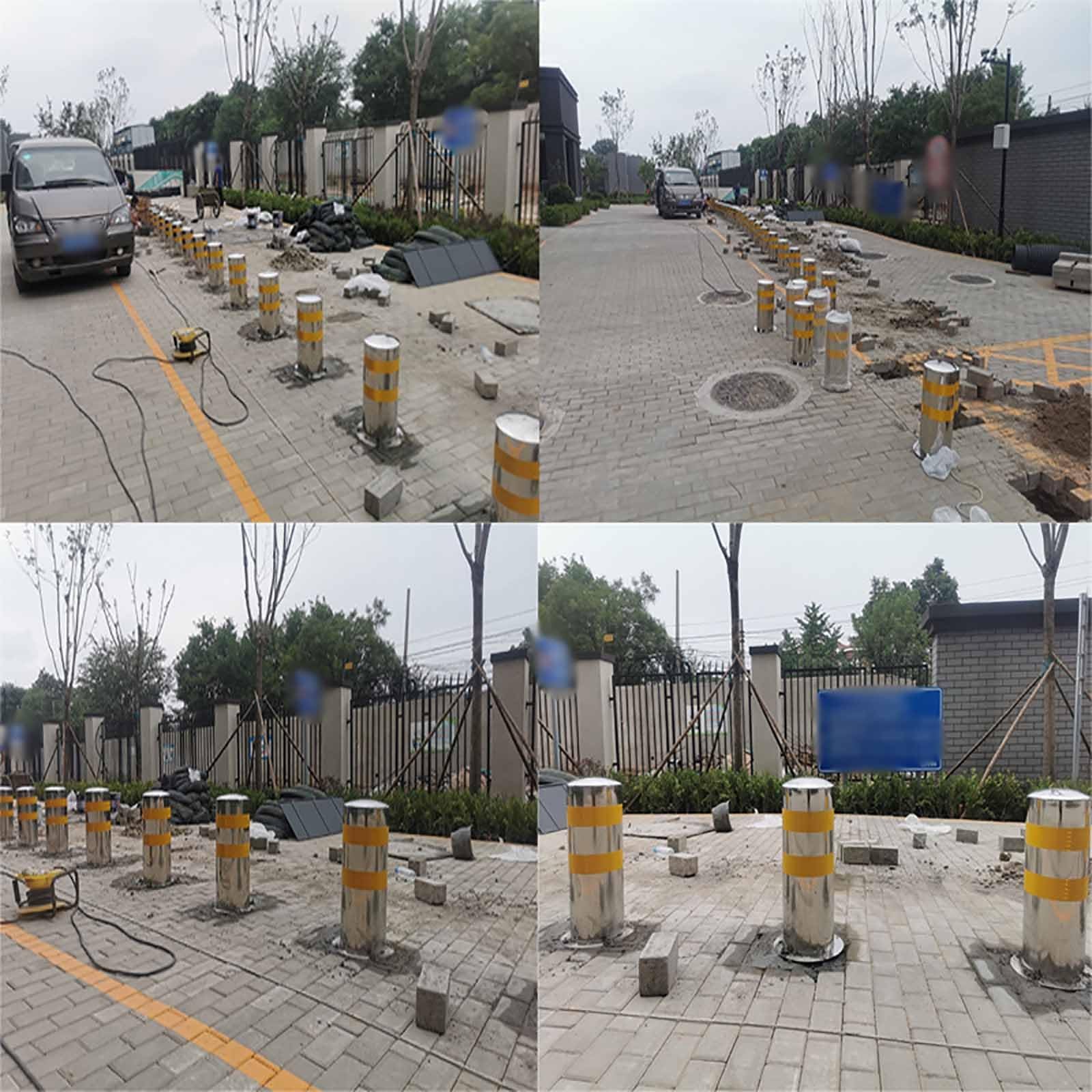 Poste de Delimitación de Tráfico, Barrera de seguridad portátil, poste estacionamiento, entrada, bolardo, garaje, acero inoxidable(Style 7)