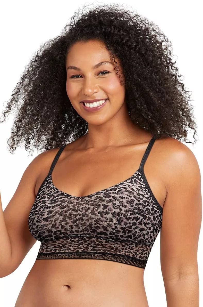 Maidenform All-Over Lace Longline Wirefree Crop Tank Top Style Bralette Sexy Underwear for Women, Zippy Animal, Medium