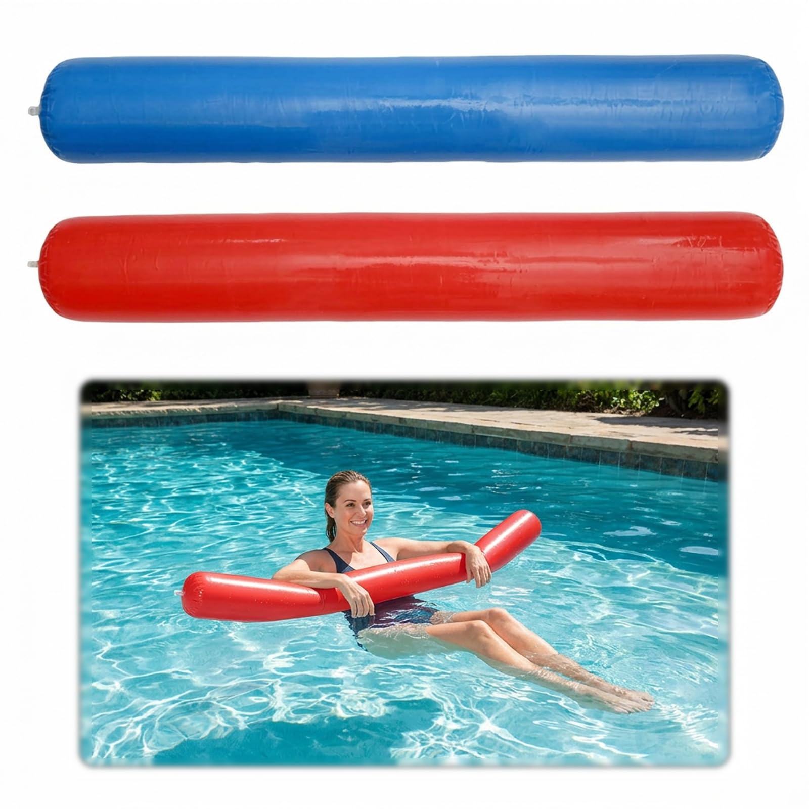 2 Pieces Inflatable Pool Noodle Flexible And Durable Noodle Swimming Float Noodles Colorful Swimming Inflatables Child Support Pool Floats for Kids Adults Swimming Pools Beach Lake Party Water Games