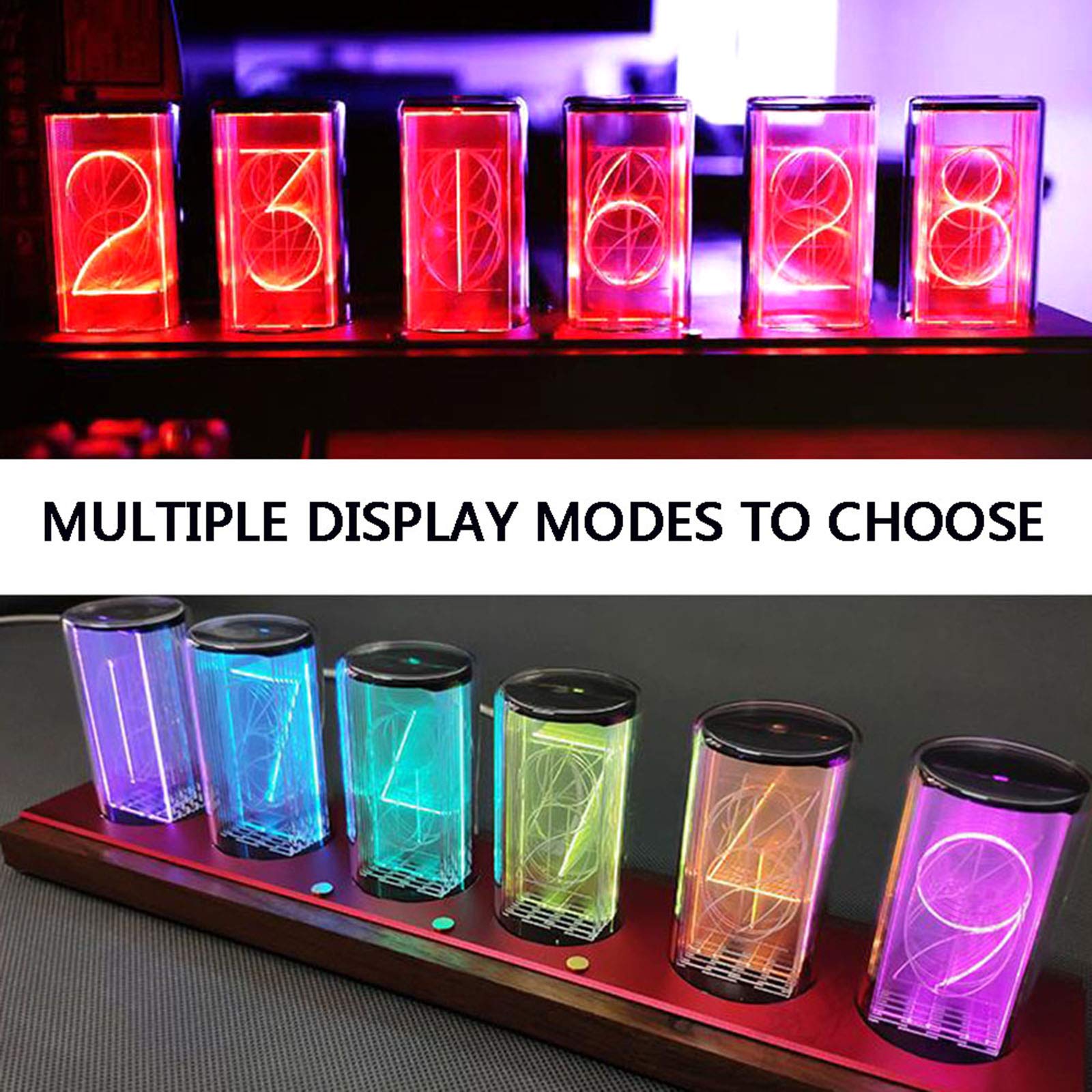 Regalos Personalizados, Nixie Kit RGB, Reloj de 24 Horas, Control Remoto de Tubo de vacío, Reloj de Tubo, Reloj de Escritorio, Temporizador de Encendido y Apagado, Nogal