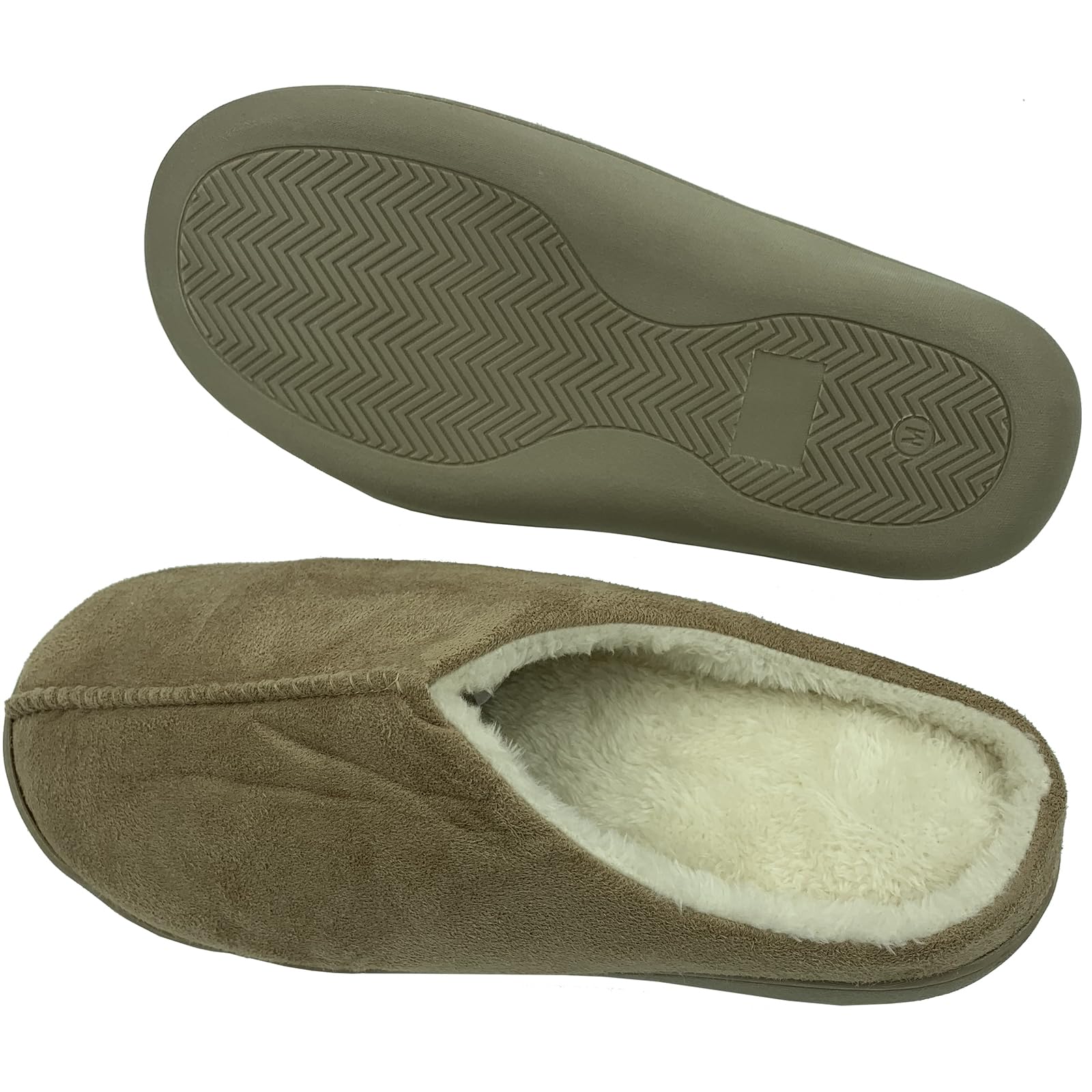Mens Memory Foam Slippers Taupe- Small