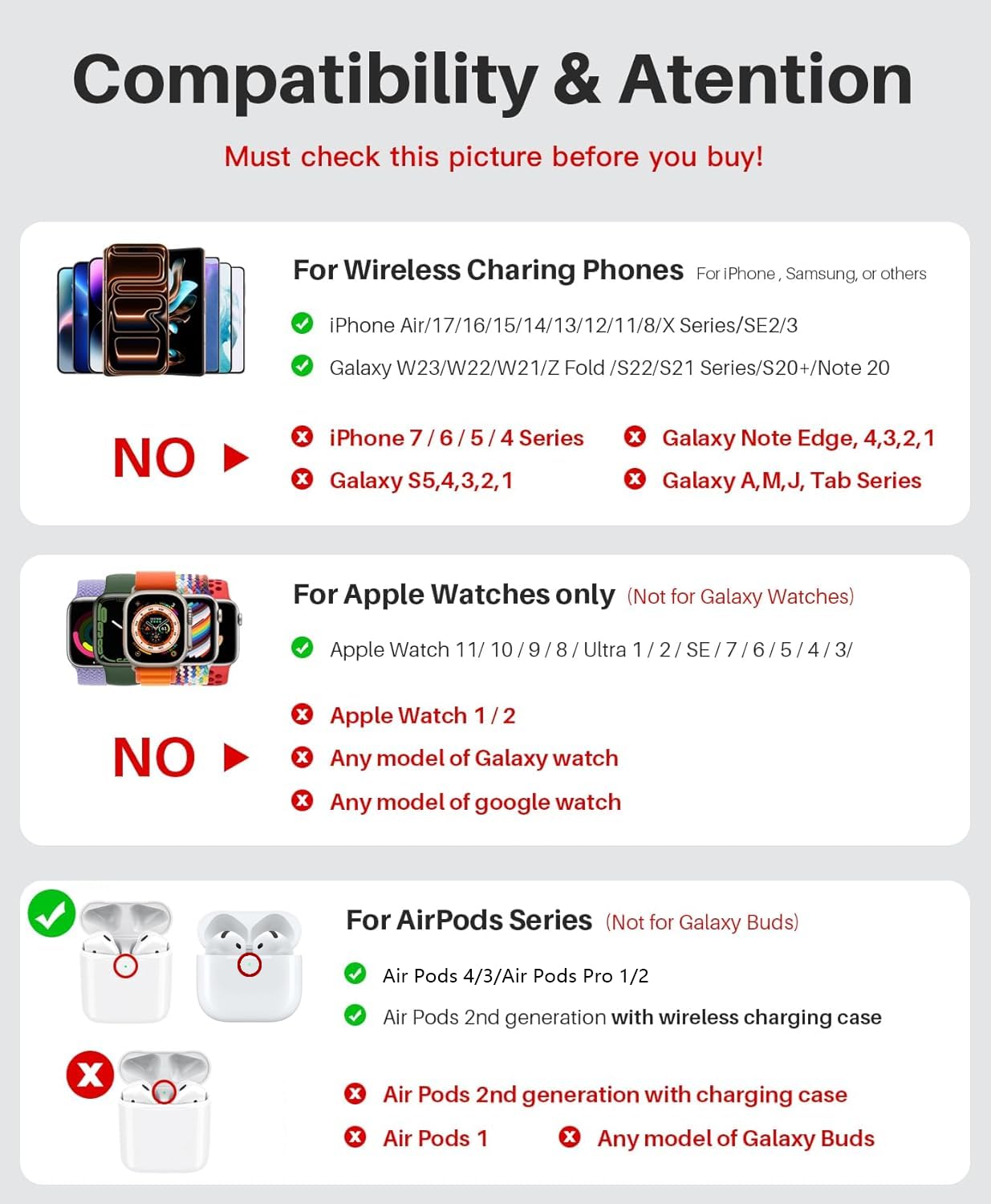 Caricatore wireless 3 in 1, Supporto di Ricarica per iPhone 17 16 Pro Max/17 Air/16e/15 14 13 12 11 Serie/XS/8, Stazione di Ricarica Wireless per Apple Watch Ultra 11 10 9 8 7 6 SE 5 4, Air Pods Pro 3