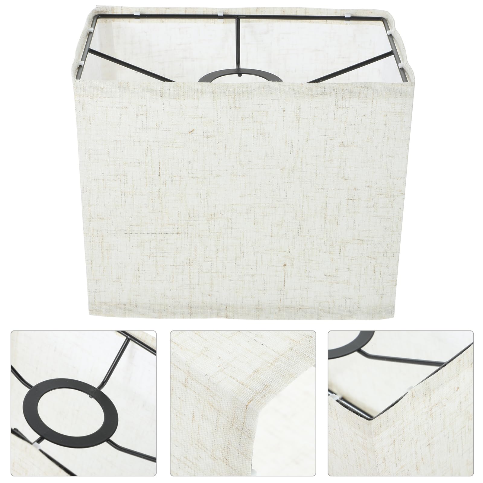 HOMSFOU Pantalla De Lámpara Rectangular Beige De Lino Para Decoración Interior Sombra Para Mesa Y Pie Ideal Para Dormitorio Y Sala De Estar Juego De 2 Piezas