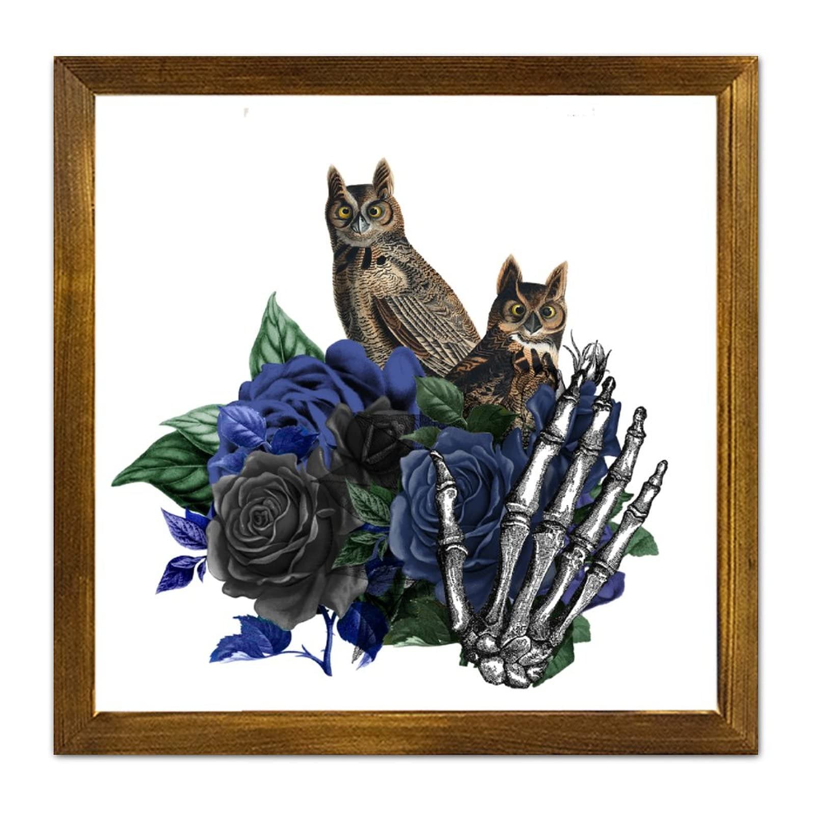 Panneau en bois fleur bleue déco rustique de 30,5 cm