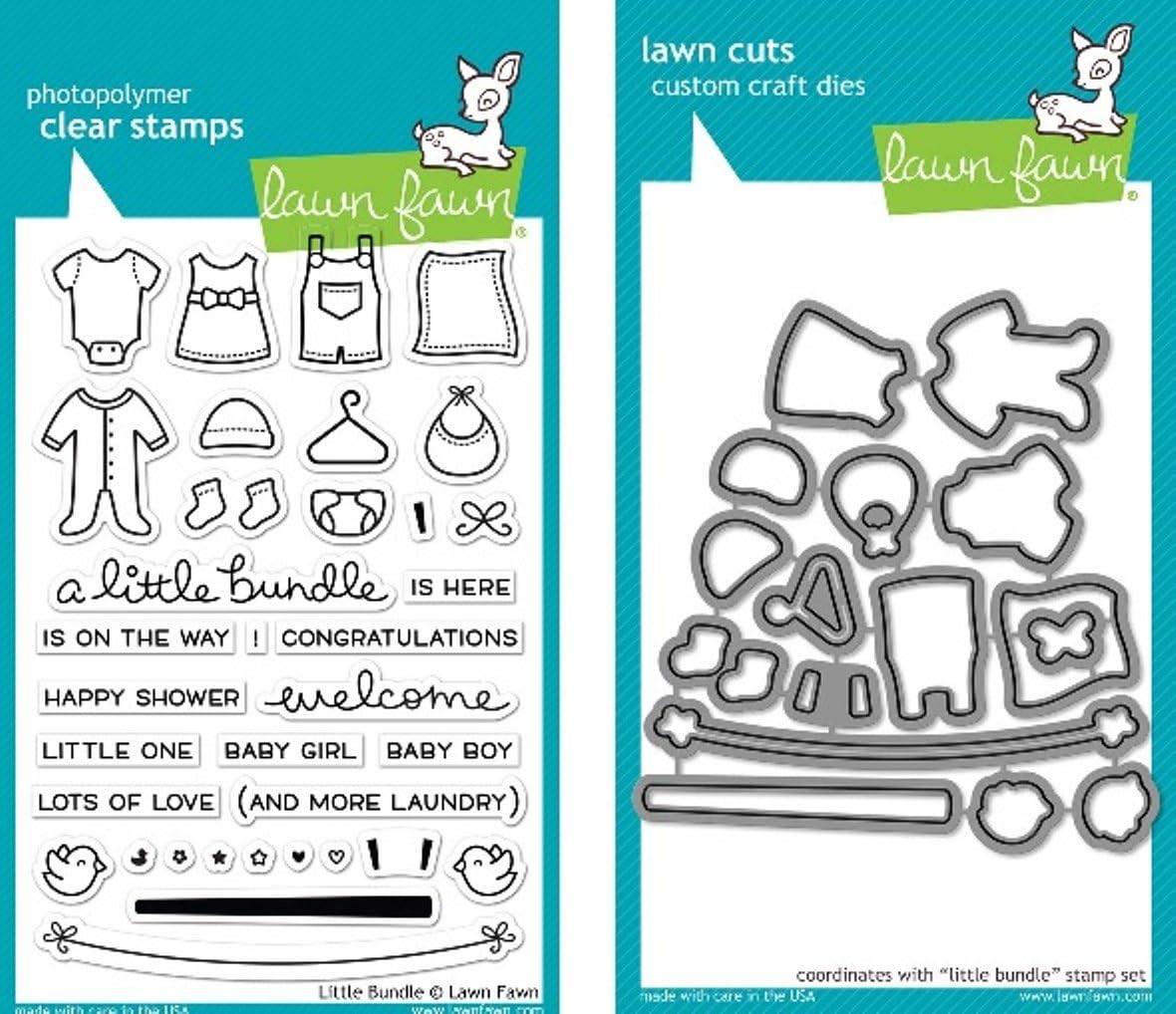 Lawn Fawn Little Bundle Clear Stamp and Die Set - Includes One Each of LF1127 Stamp & LF1128 Die - Bundle Of 2