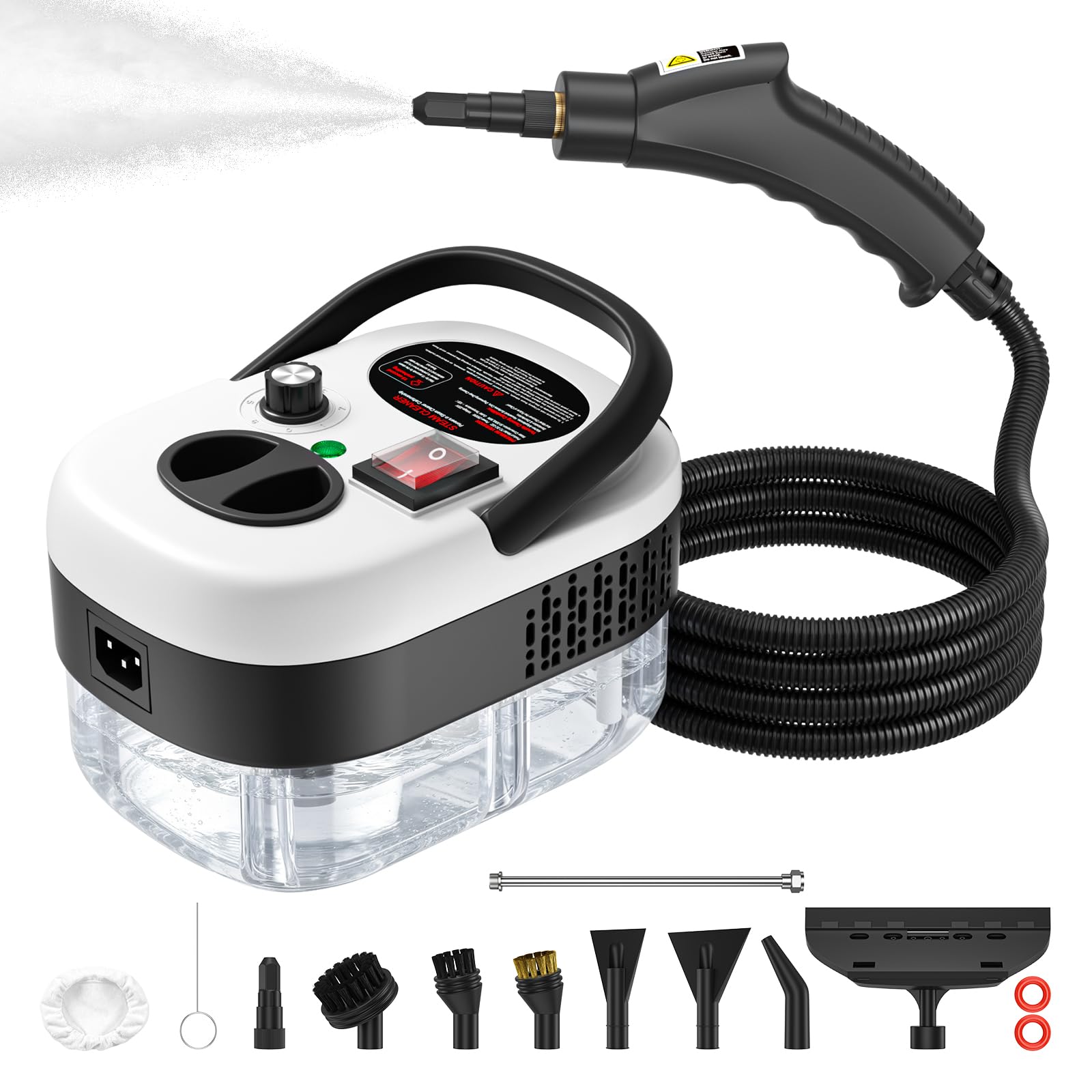 Dampfreiniger Handgerät, 2500W,Chemikalienfreier Handdampfreiniger –Hochdruck-Dampf gegen Schmutz Fett & Bakterien, 3 Bar Steam Cleaner für Haushalt, Küche, Bad, Fenster, Polster & Auto