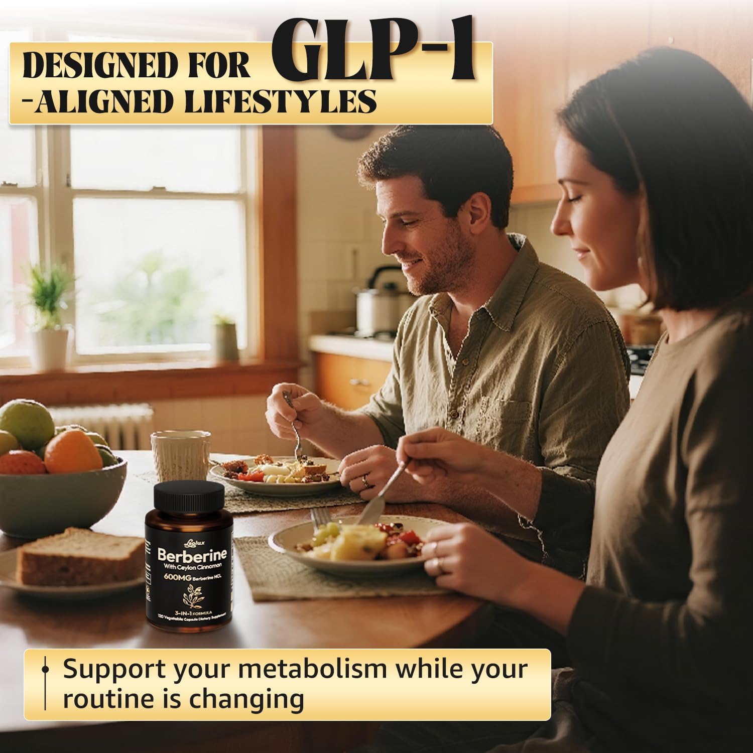 Berberine Supplement with Ceylon Cinnamon, Metabolic Support Formula for Daily Balance, Liposomal Berberine for GLP-1 Lifestyle Support, 600mg, Vegan, Non-GMO, 120 Capsules - Image 4