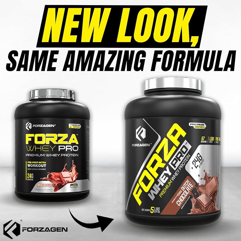 Forzagen Whey PRO Low Carb Protein Powder | 24g of Protein per Serving, No Added Sugar, Gluten Free, Premium Whey for Shakes & Mixes for Men & Women, BCAA | Dutch Chocolate, 5 lbs. (67 Servings) image 2