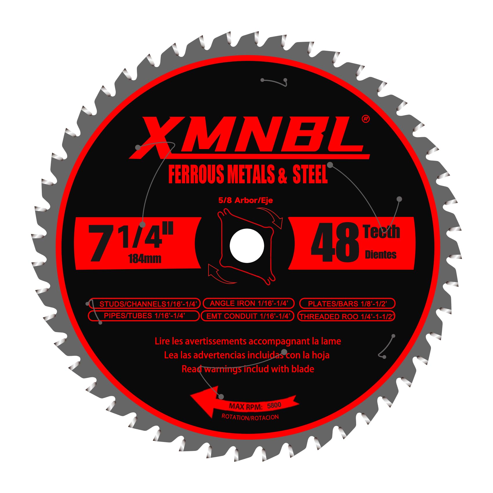 7 1/4 Inch Metal Cutting Saw Blade,Replace for Diablo D0748CF 7 1/4 Inch Metal and Stainless Steel Cutting Saw Blade,Compatible with 7-1/4 Inch Circular Saw,Cermet Carbide,5/8" Arbor,5X Longer Life