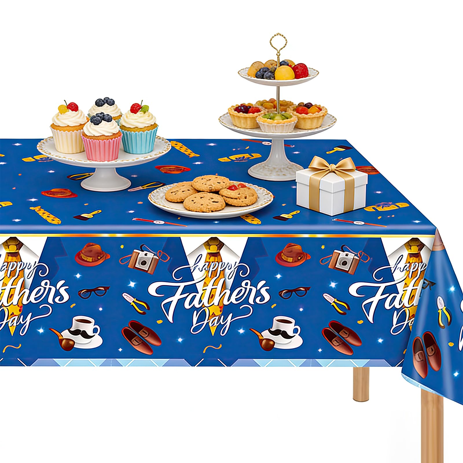 Happy Fathers Day Table Cloth, Father's Party Table Cloth, Father's Day Tables Decorations, Happy Fathers Days Themed Party Decorations, for Catering Picnics Birthdays Gardens Farmhouses Home Decor