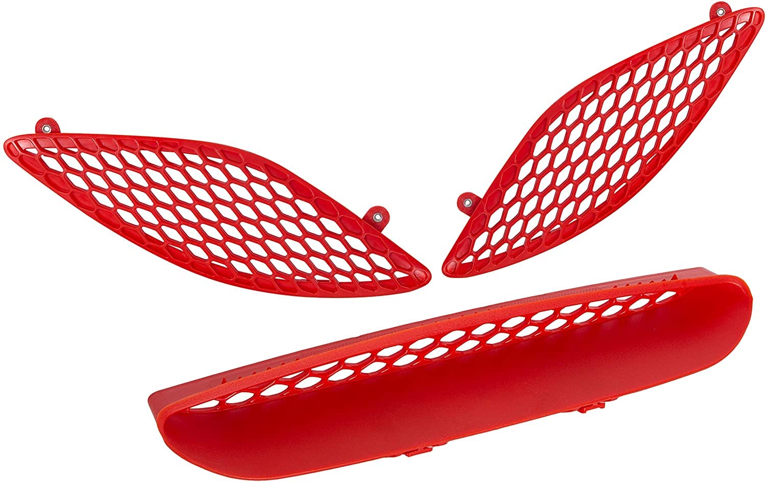 HECASA Hood Scoop Hood Vent Compatible With 2015-2020 Dodge Charger SRT Hellcat Front Red Trim Hood Bezel Grille Kit (Side Grilles NOT Fit 2021 Models/Center Grille Fit 2021 Models)