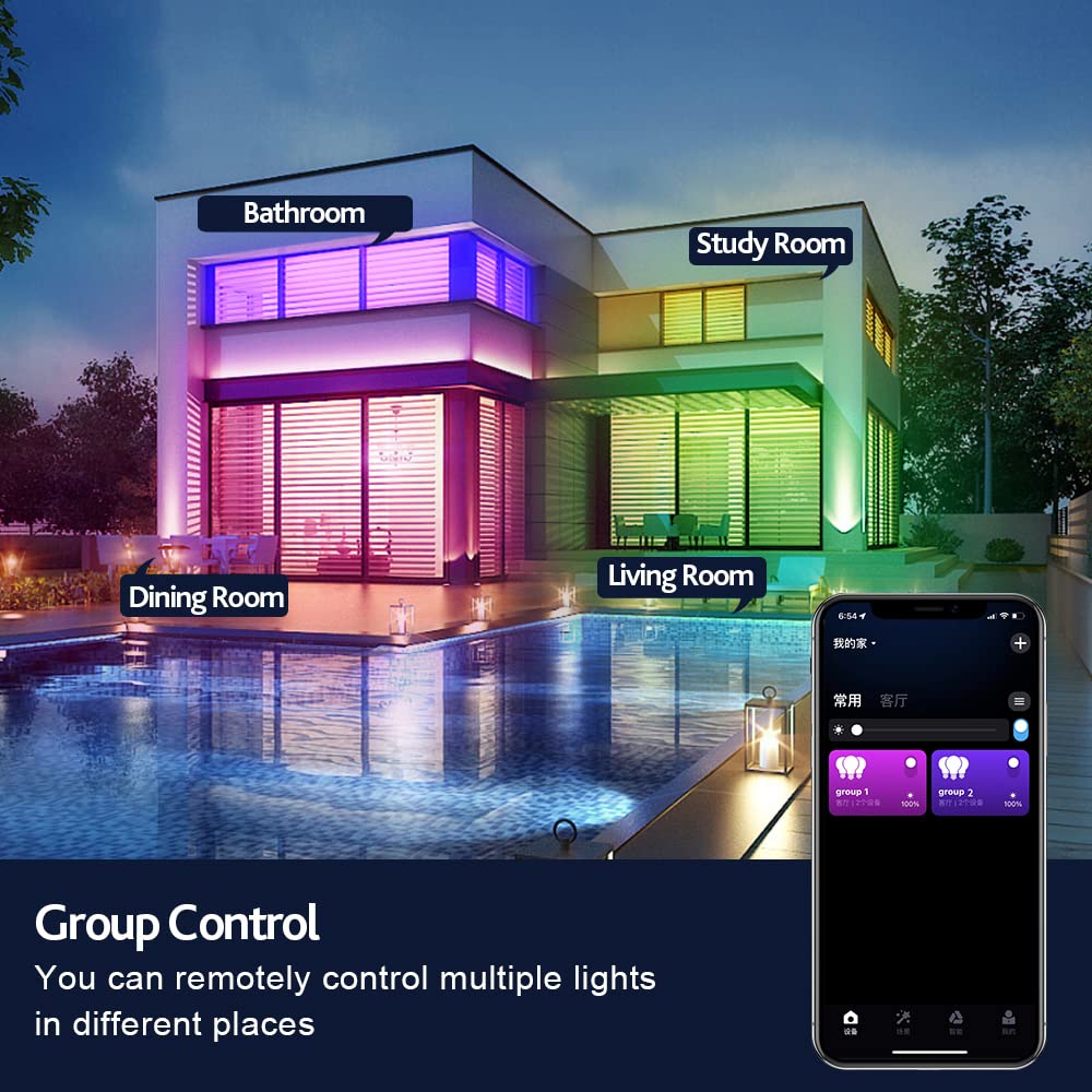LED Deckenleuchte RGB Farbwechsel, 48W Smart Deckenlampe Dimmbar Kontrolle durch Fernbedienung und APP, Kompatibel mit Alexa/Google Home, Rund Ø37cm, IP44, für Schlafzimmer Badezimmer, Weiß