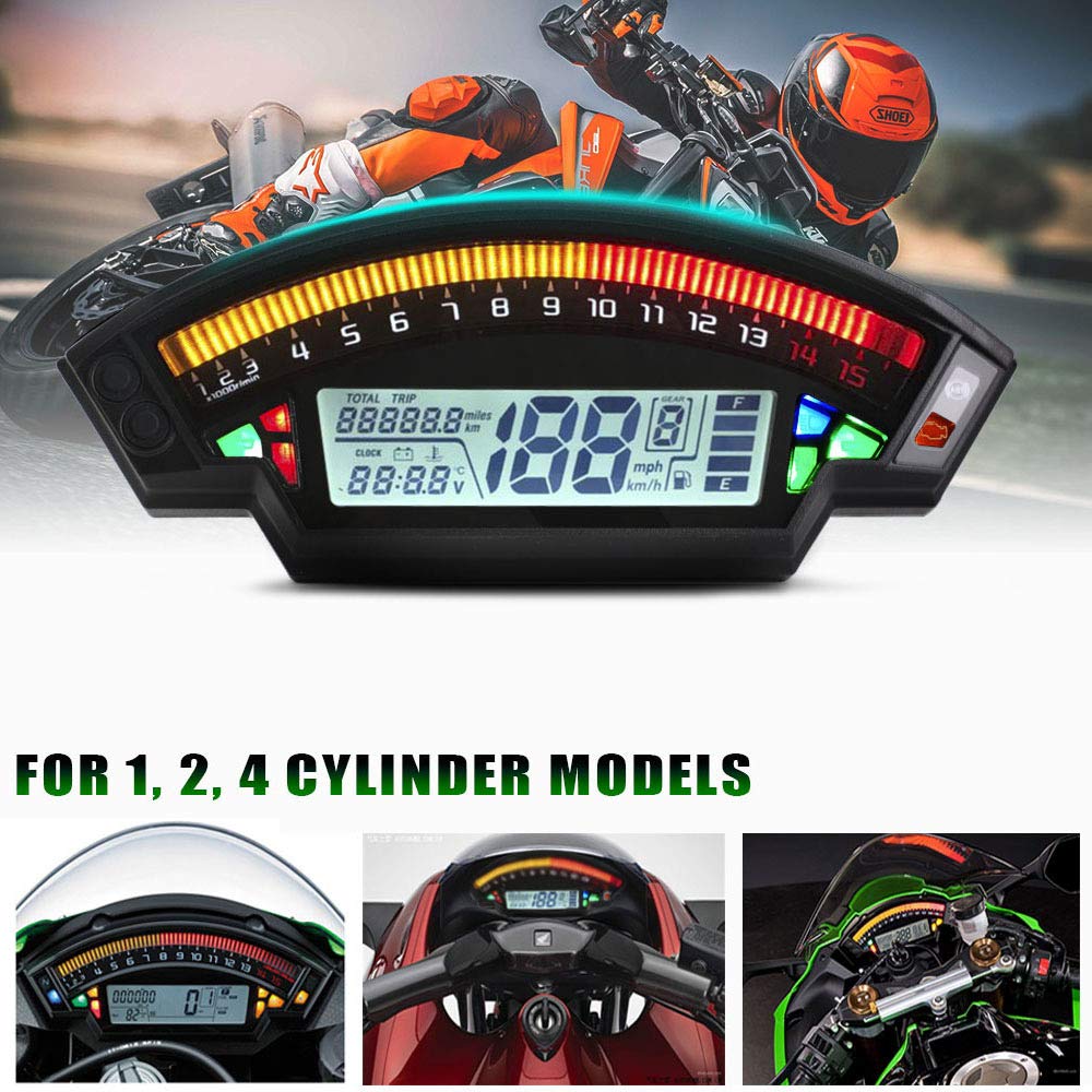 Amazon | AL-mart バイク用 LCD メーター タコメーター デジタル