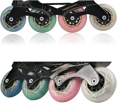 Inline Skate Wheels, 72MM/76MM/80MM Diameter, 83A Hardness,Inline Roller Skate Replacement Wheels (Pack of 8) for Inline Skate Wave Board Caster Board Street Surf (Godl, 80MM)