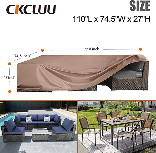 Vista 39 de Juego de funda impermeable para muebles de patio, fundas resistentes para muebles de exterior, juego de fundas resistentes al agua, juego de sofá