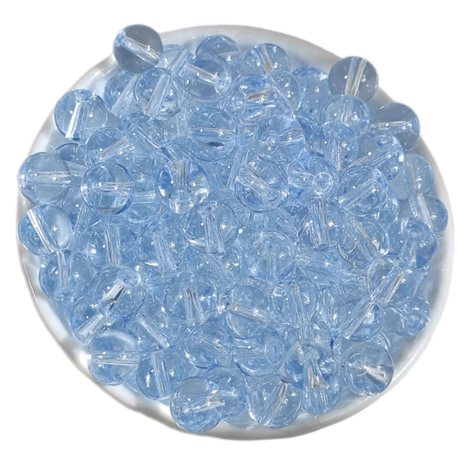 Carotoe Blue 100Pcs 8Mm Clear Beads Round Glass Beads With Hole Easy Threading For Jewelry Crafting Bracelets Making Accessories Crystal