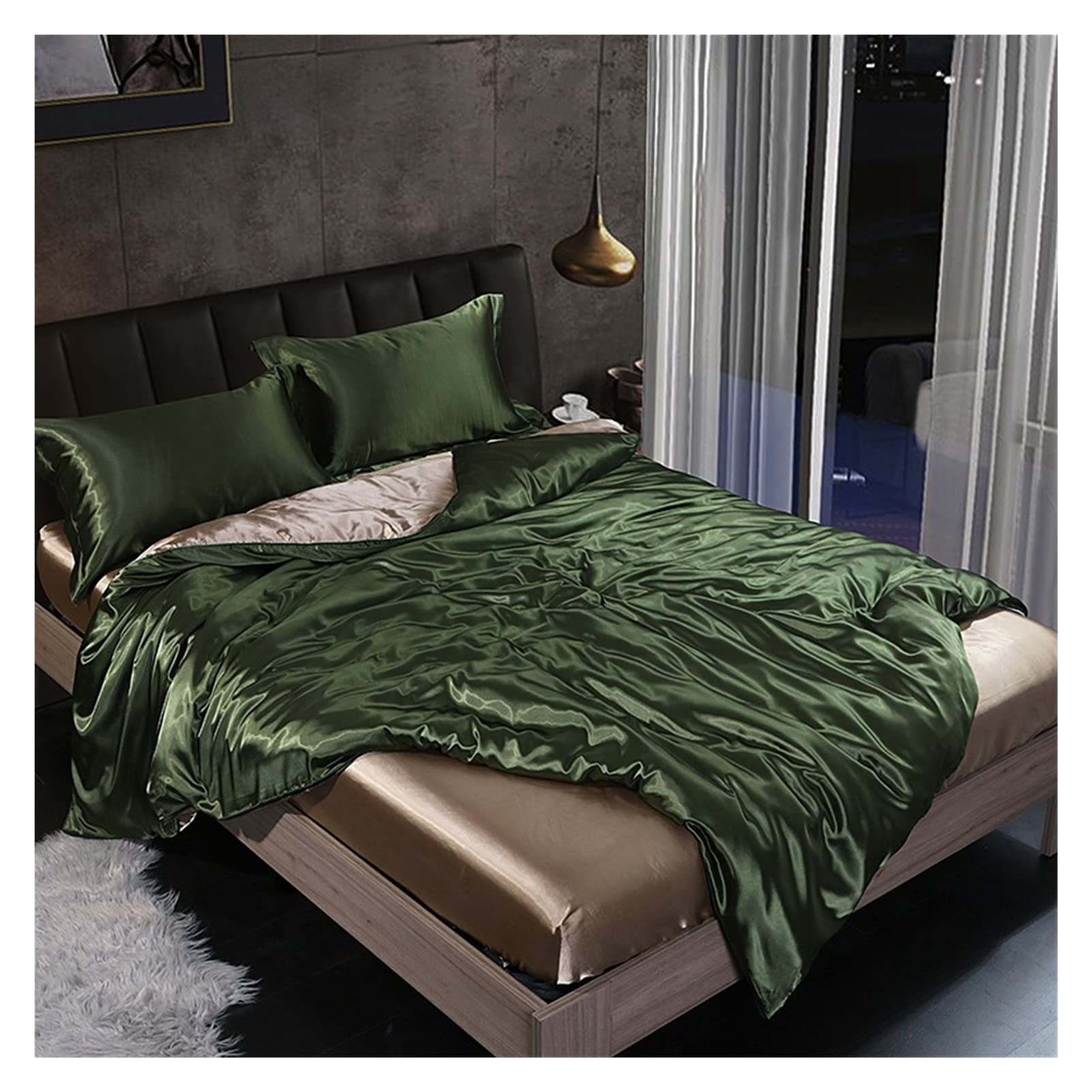 Sabanas Juego de Ropa de Cama con sábanas Consejo de Ropa de Cama de satén de Seda de Morera (Color : 1, Size : 150x200cm 4 pcs Set)