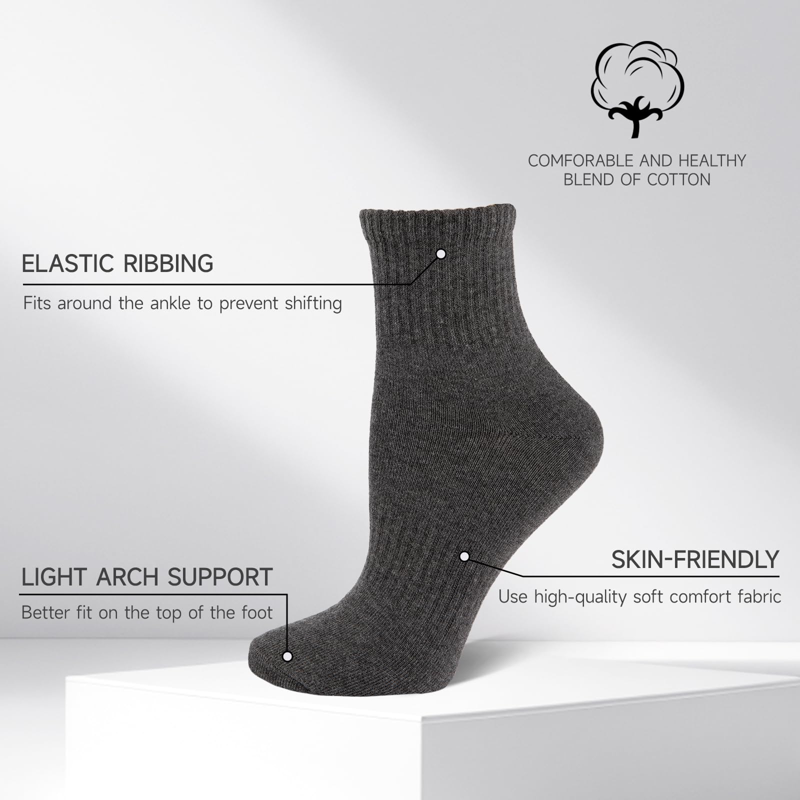 eallco Calcetines tobilleros de algodón para hombre, 6 pares