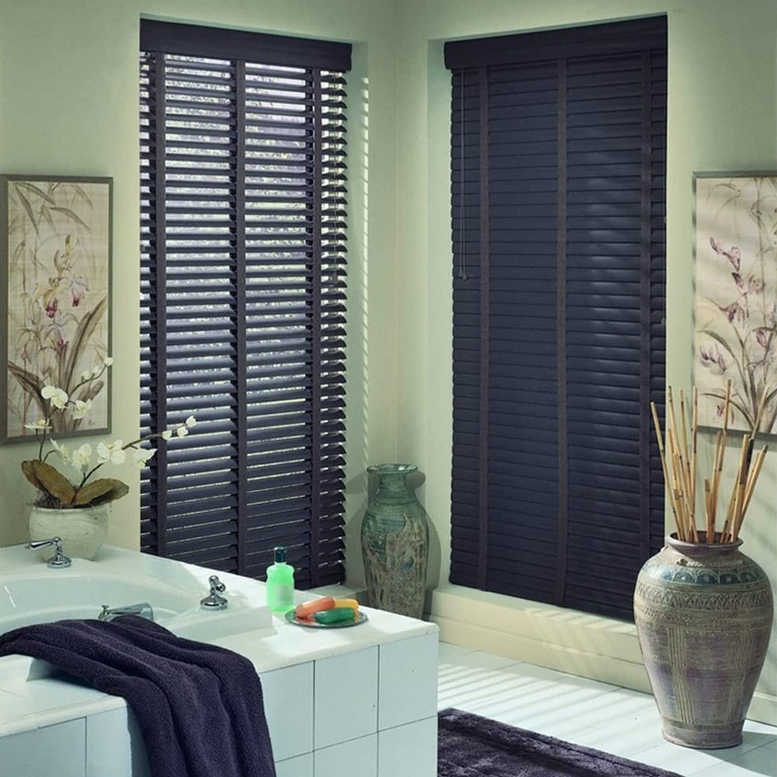 Tende Veneziana in Legno,Persiane per Finestre per Interni,Lamelle da 50mm,Tenda Veneziana Privacy Nere,Oscuranti/Traspiranti,Tende Veneziane in Vero Legno Per Home Office (W90xH240cm(36x95in))