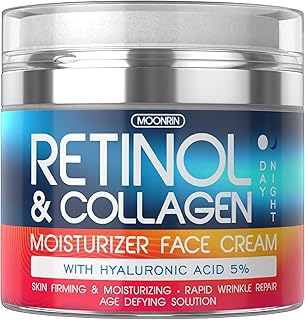 Retinol Cream for Face - Collagen and Retinol Moisturizer with Hyaluronic Acid, Day-Night Anti-Aging Retinol Face Moisturizer for Women, Men, Collagen Cream for Face Reduces Wrinkles, Dryness, 1.85 Oz