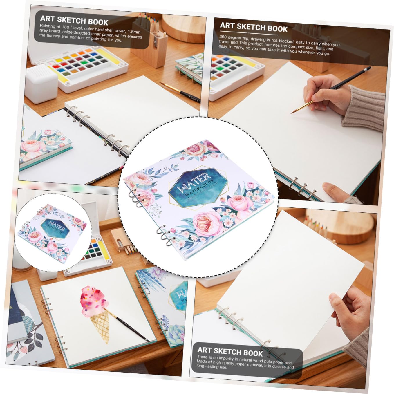 Operitacx Carnet de Croquis Aquarelle Épais 300g, 1 Pièce, Format Carré