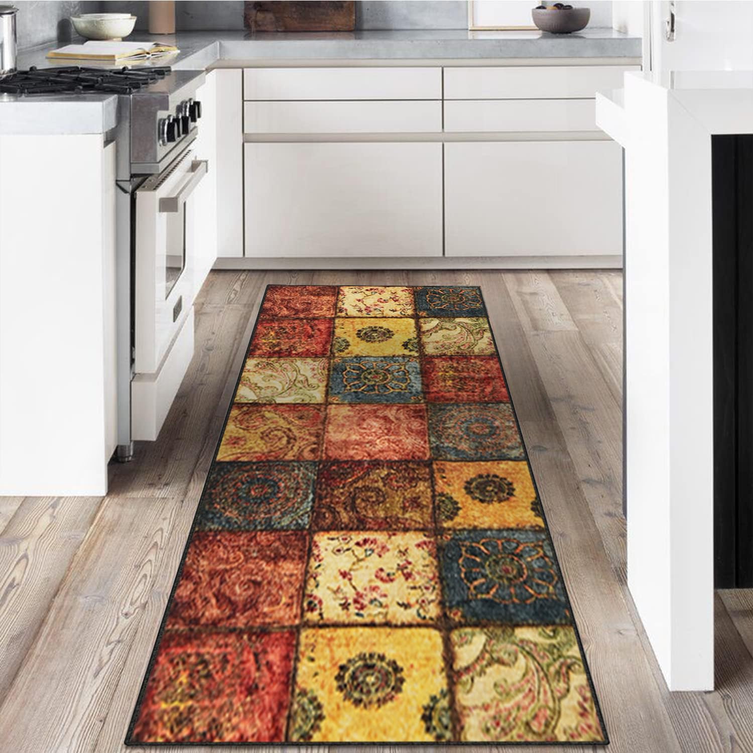 Tapis de couloir 80x300 cm lavable à poils courts et antidérapant