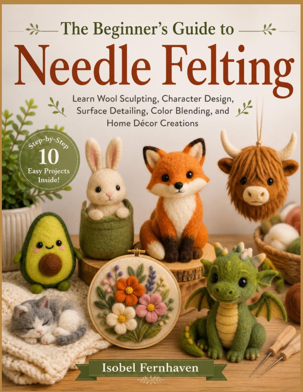 The Beginner's Guide to Needle Felting: Learn Wool Sculpting, Character Design, Surface Detailing, Color Blending, and Home Décor Creations
