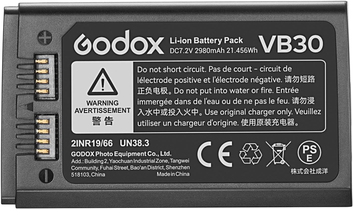 GODOX V100 V1 V1Pro Battery Replacement V30 Battery with Type-C Charge 7.2V/2980mAh for V100C V100N V100S V1Pro-C V1Pro-N V1Pro-S V1C V1N V1S Camera Flash (VB26 Upgrade)